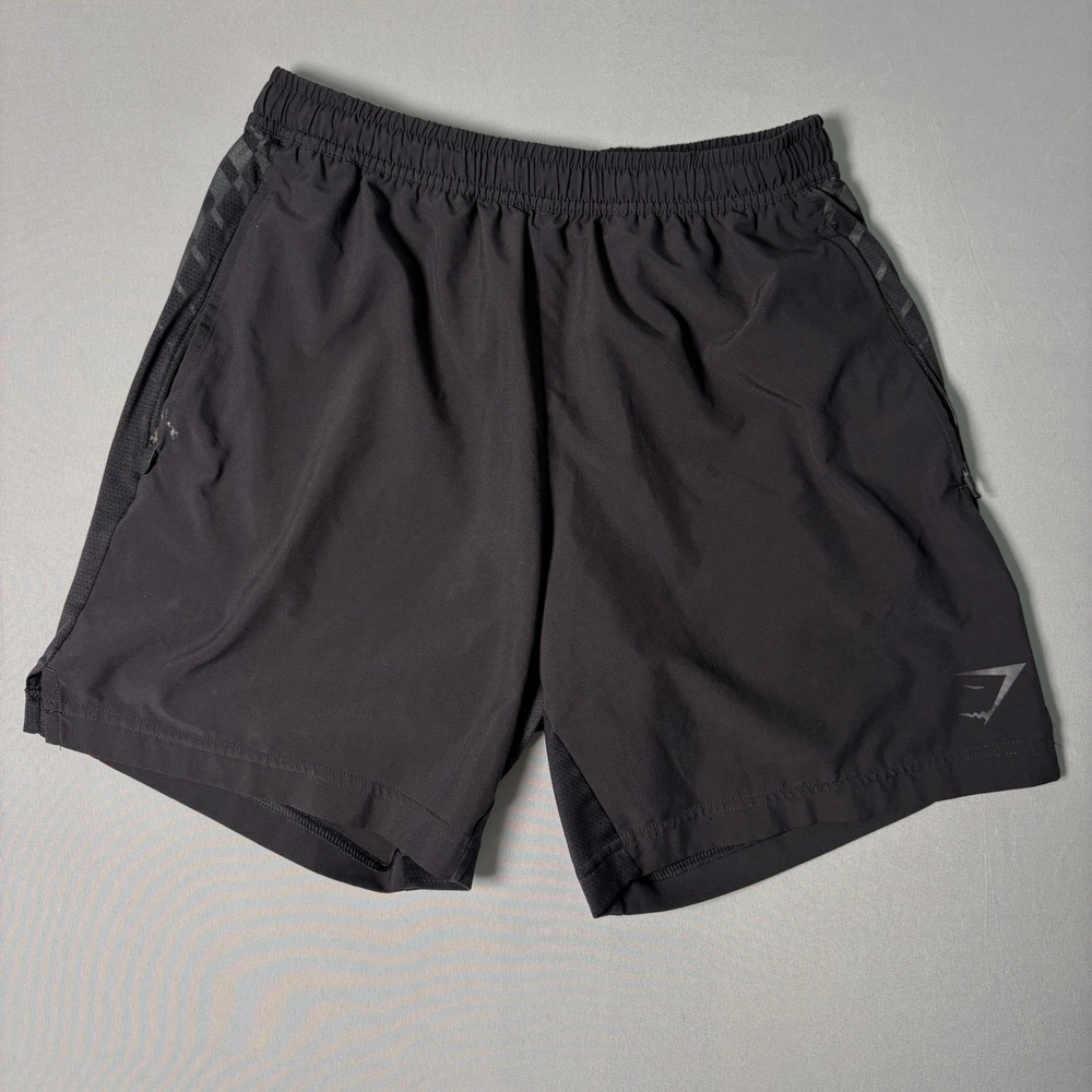 Gymshark Arrival Shorts Mens Small Black Mesh Panel Zipper Pockets Athletic Gym - Picture 1 of 6